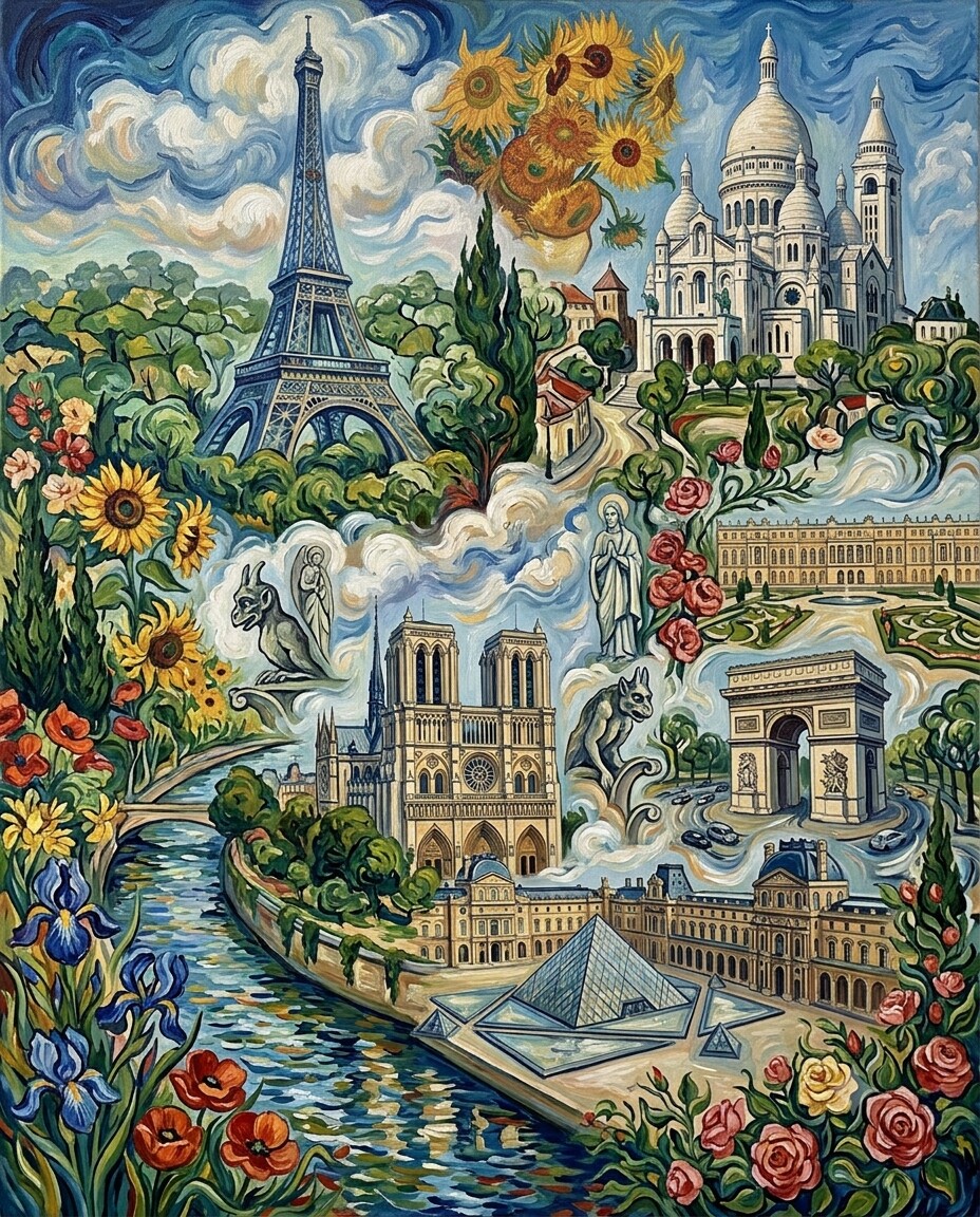 Paris im Stil von Van Gogh